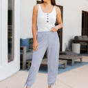 Large Skinny Charcoal Stripe Patterned Ankle Tie Brie Pants