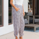 Small Tan Dot Patterned Ankle Tie Brie Pants