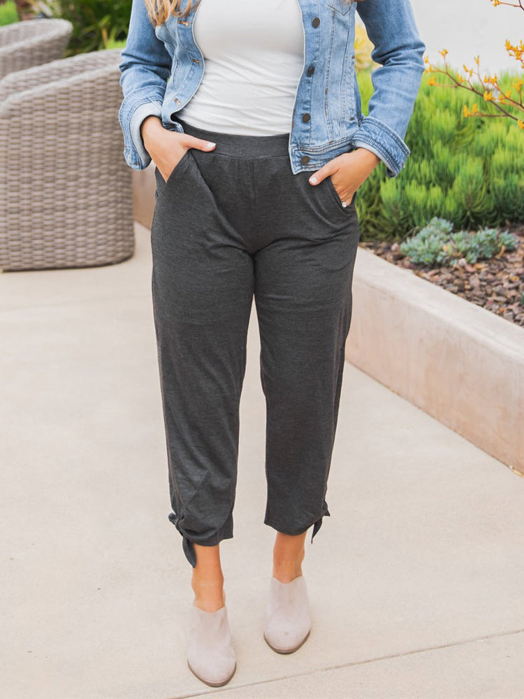 Solid Ankle Tie Brie Pants