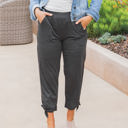 Large Charcoal Solid Ankle Tie Brie Pants