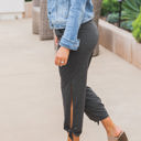 Small Charcoal Solid Ankle Tie Brie Pants