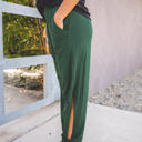 Medium Green Solid Ankle Tie Brie Pants