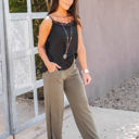 Large Olive Solid Ankle Tie Brie Pants