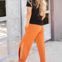 Large Orange Solid Ankle Tie Brie Pants