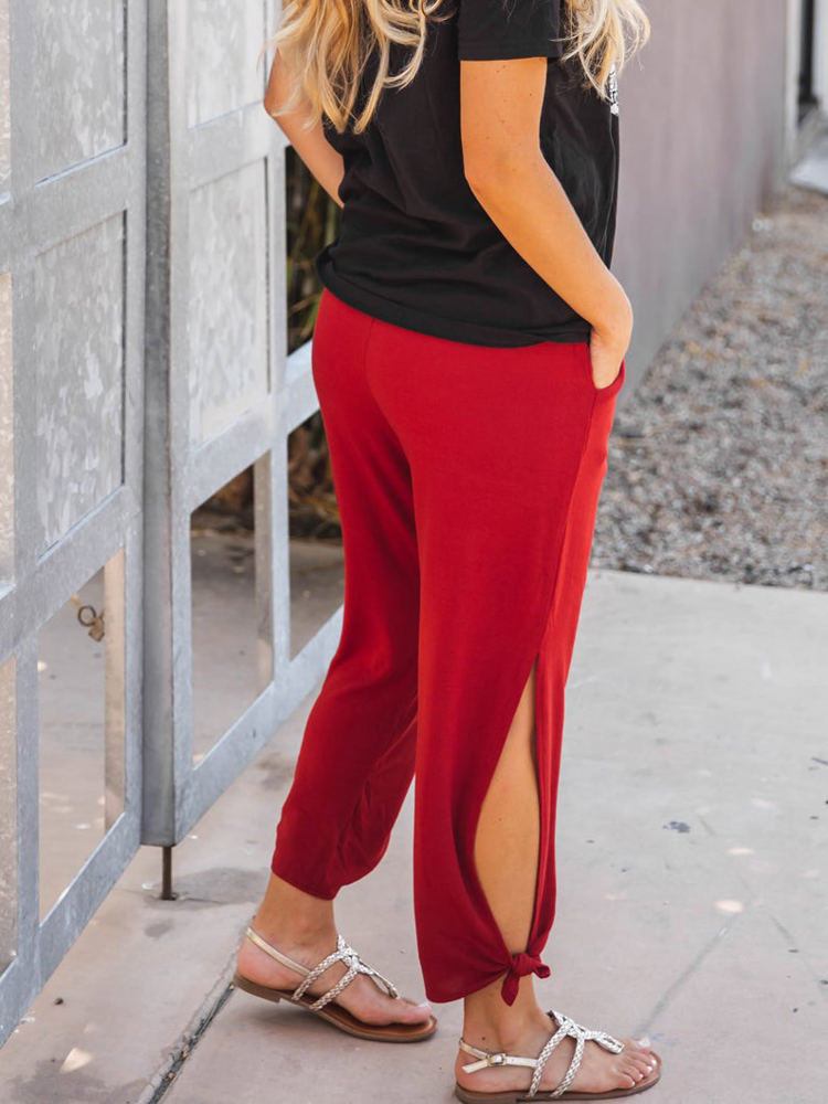 Solid Ankle Tie Brie Pants