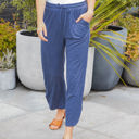 Large Navy Cropped Drawstring Pocket Emmy Pants