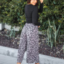 Large Leopard Taupe Gray Animal Print Erin Gaucho Pants