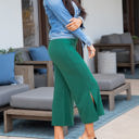 Large Green Cropped Split Hem Leanne Pants