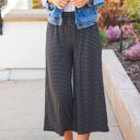 Large Black Stripe Dove Gaucho Pants