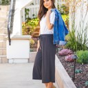 Large Black Stripe Dove Gaucho Pants