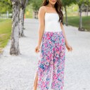 Medium Watercolor Pink Patterned Leanne Pants