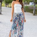 Medium Watercolor Blue Green Patterned Leanne Pants