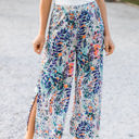 XL Watercolor Blue Green Patterned Leanne Pants