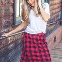 XL Red Buffalo Plaid Weekend Skirt