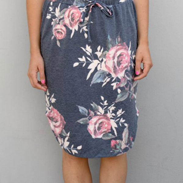 Floral Print Tie Waist Weekend Skirt