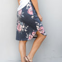 Large Charcoal Floral Print Tie Waist Weekend Skirt