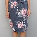 Large Charcoal Floral Print Tie Waist Weekend Skirt