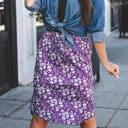 Large Purple Dainty Floral Fiona Weekend Skirt