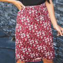 Large Maroon Red Dainty Floral Fiona Weekend Skirt