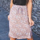 Large Tan Dainty Floral Fiona Weekend Skirt