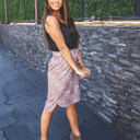 Large Tan Dainty Floral Fiona Weekend Skirt