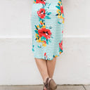 Large Teal Large Floral & Stripe Jordan Weekend Skirt