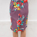 Small Dark Red Large Floral & Stripe Jordan Weekend Skirt