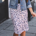 Large Navy Pink Polka Dot Iris Weekend Skirt