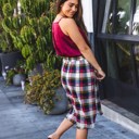 Large Red Plaid Print Weekend Skirt