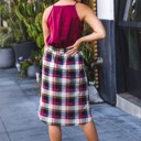 XL Red Plaid Print Weekend Skirt