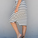 Large White Stripe Tie Waist Weekend Skirt