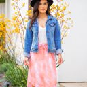 Large Salmon Watercolor Weekend Skirt