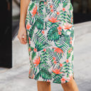 Medium Cream Coral Green Tropical Pattern Weekend Skirt