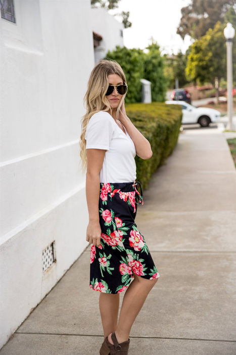 Tie Waist Floral Ava Weekend Skirt