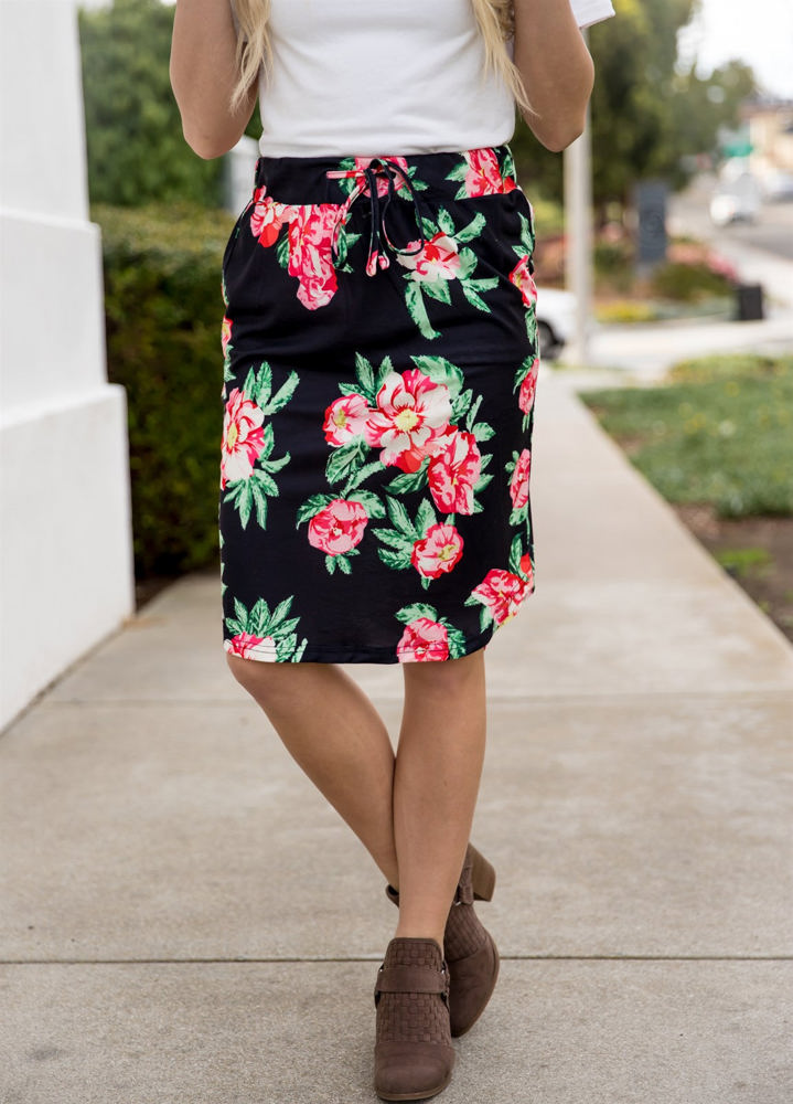 Tie Waist Floral Ava Weekend Skirt