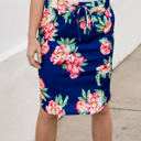 Navy 1X Tie Waist Floral Ava Weekend Skirt