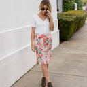 Pink 1X Tie Waist Floral Ava Weekend Skirt