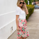 Pink 1X Tie Waist Floral Ava Weekend Skirt