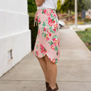 Pink 1X Tie Waist Floral Ava Weekend Skirt