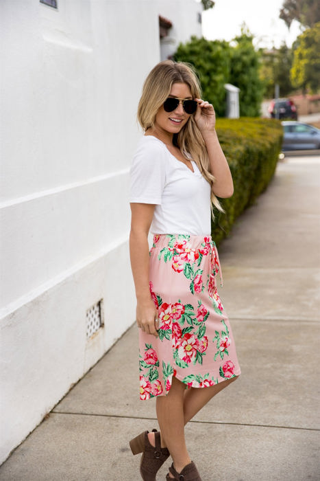 Tie Waist Floral Ava Weekend Skirt