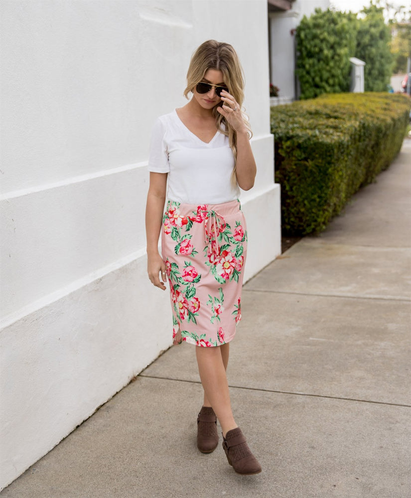 Tie Waist Floral Ava Weekend Skirt