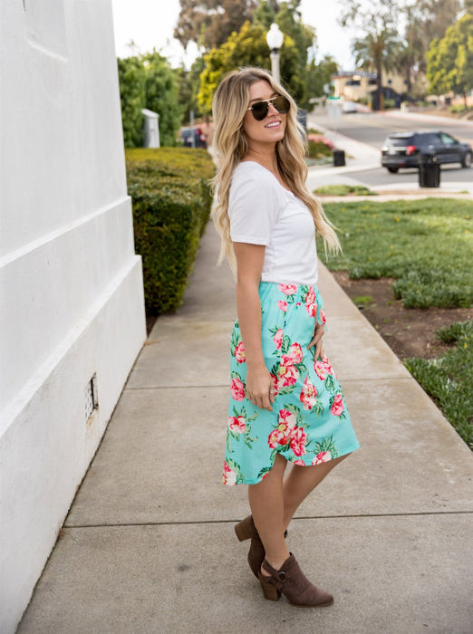 Tie Waist Floral Ava Weekend Skirt