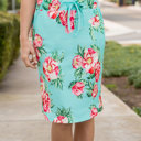 Teal 3X Tie Waist Floral Ava Weekend Skirt