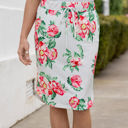 White 1X Tie Waist Floral Ava Weekend Skirt