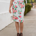 White 1X Tie Waist Floral Ava Weekend Skirt