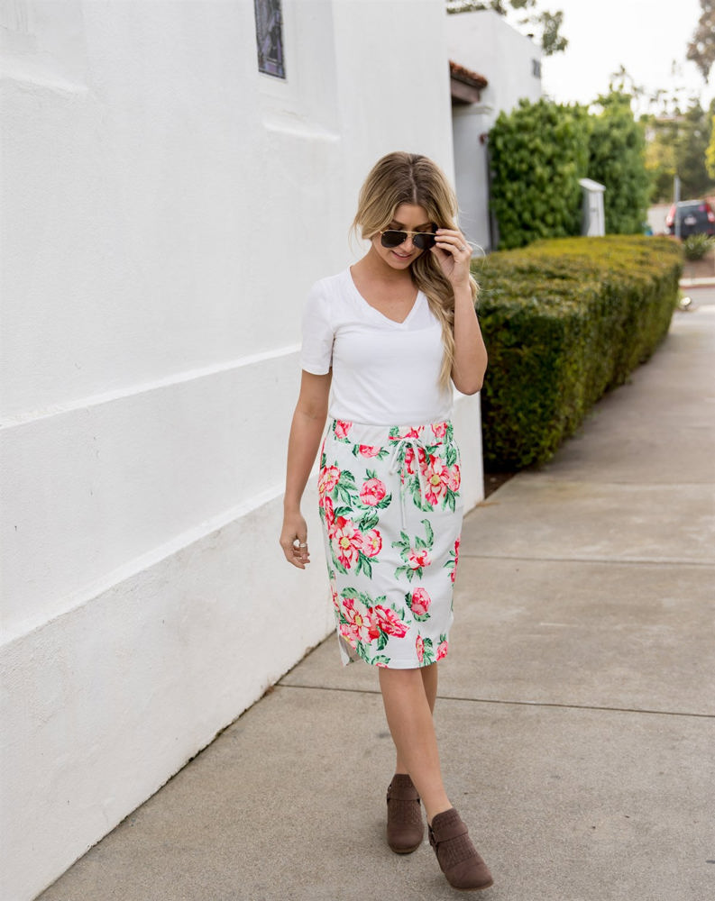 Tie Waist Floral Ava Weekend Skirt