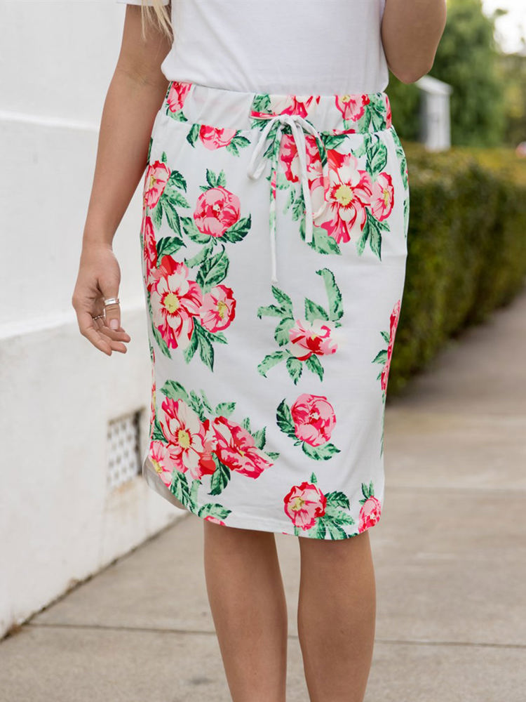 Tie Waist Floral Ava Weekend Skirt