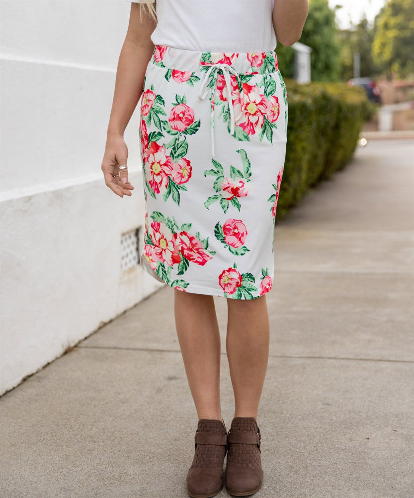 Tie Waist Floral Ava Weekend Skirt