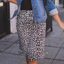 Black 1X Cheetah Print Tie Waist Weekend Skirt