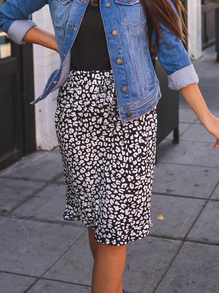 Cheetah Print Tie Waist Weekend Skirt